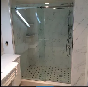 دور دوشی صاف با درب اسلایدینگ