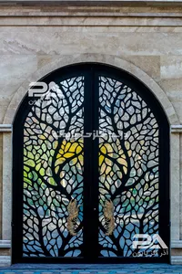 درب فلزی پایون مدل 057 نمونه اجرا شده دولنگه قوس دار