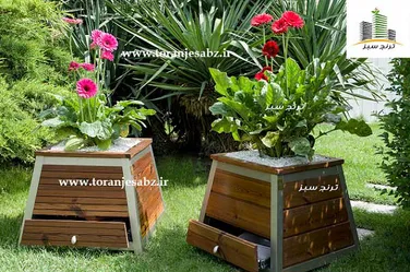 عکس گلدان چوبی مدل پرنیا 7369
